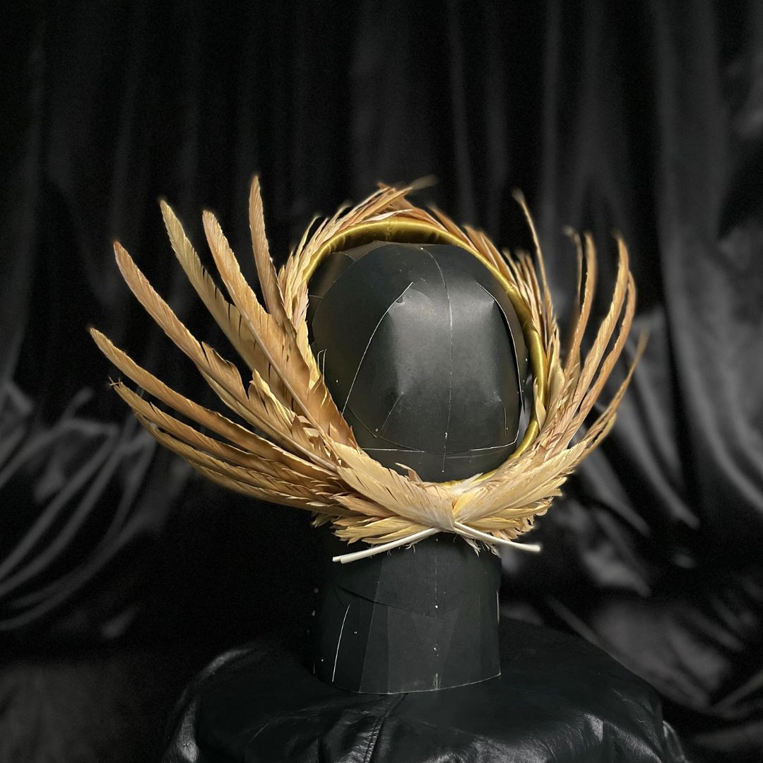 Golden Feather Wreath Headpiece